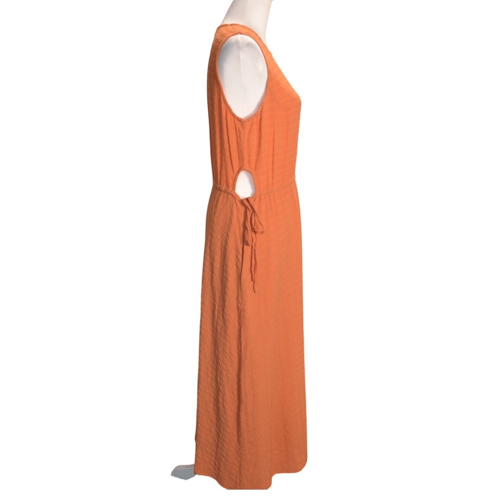 Compania Fantastica Maxi Dress Womens Large Orange Textured Side Tie Cut‎ Out L - Picture 2 of 7
